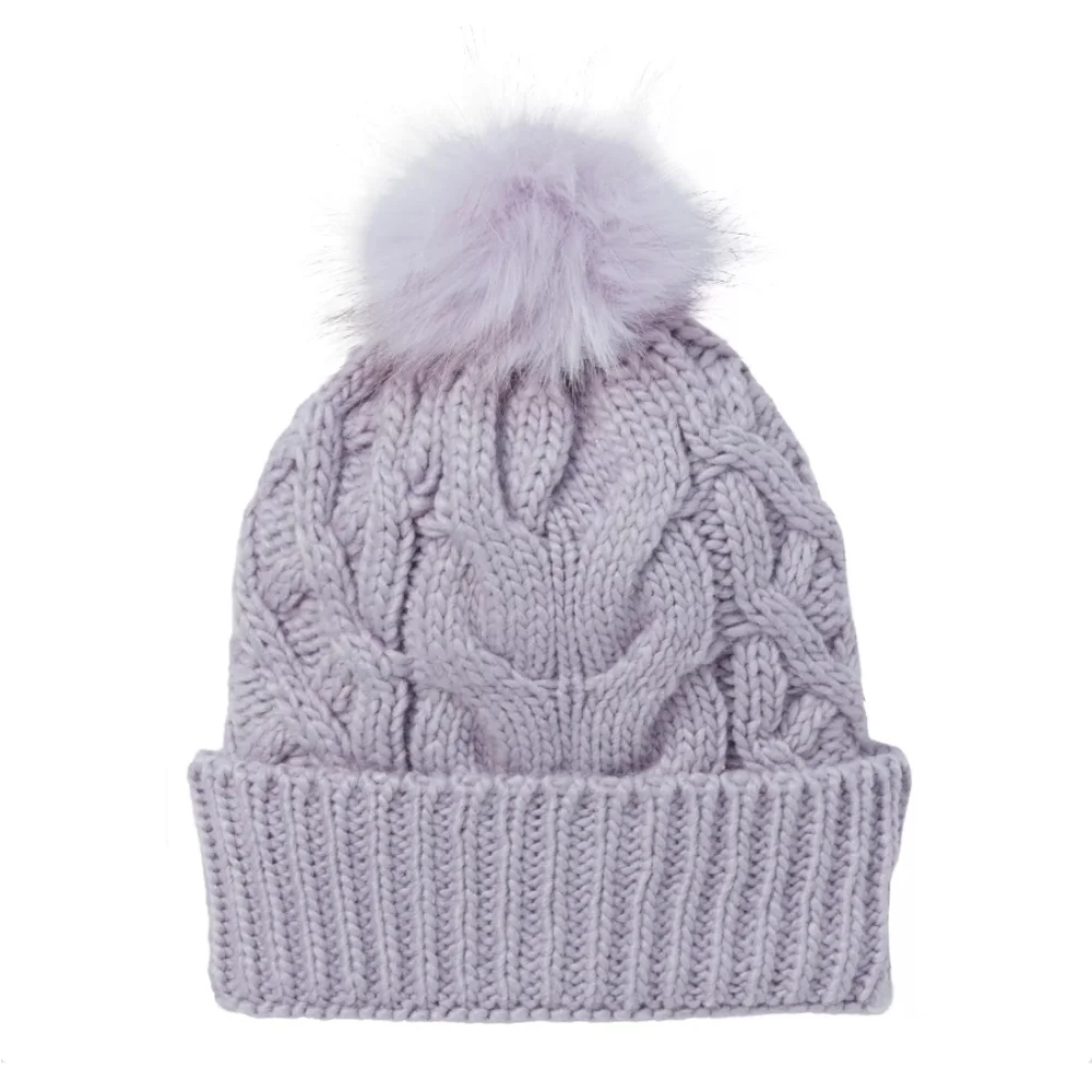 CALIA Lily Cable Knit Pom Beanie